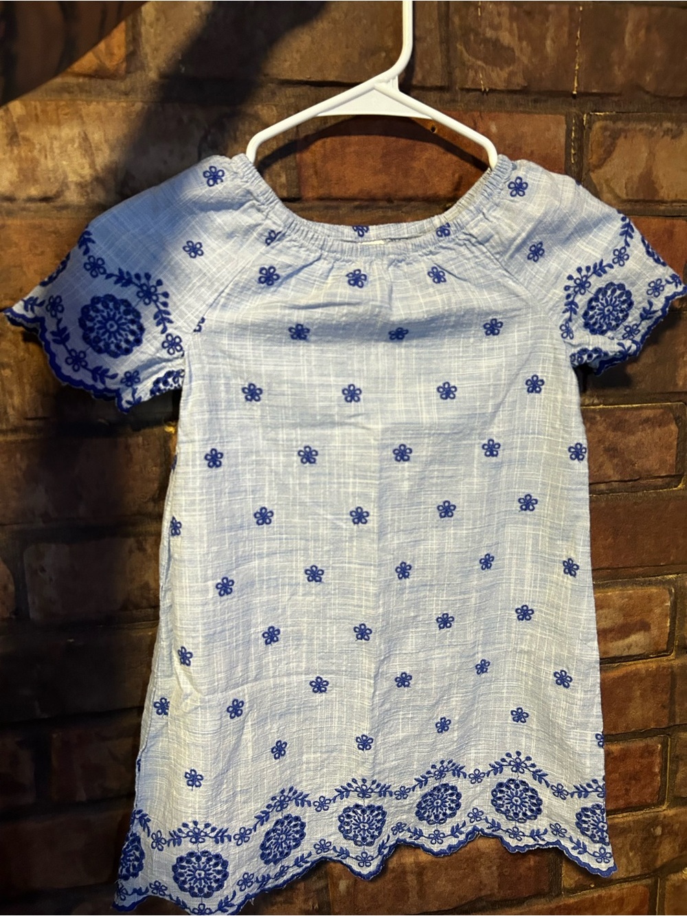 Gymboree Light Blue Dress with Blue Floral Embroidery